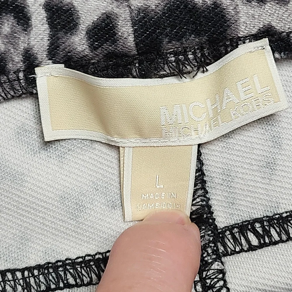 Michael Kors Jegging Legging Pants Large Leopard Print Gray Black Skinny Pull On